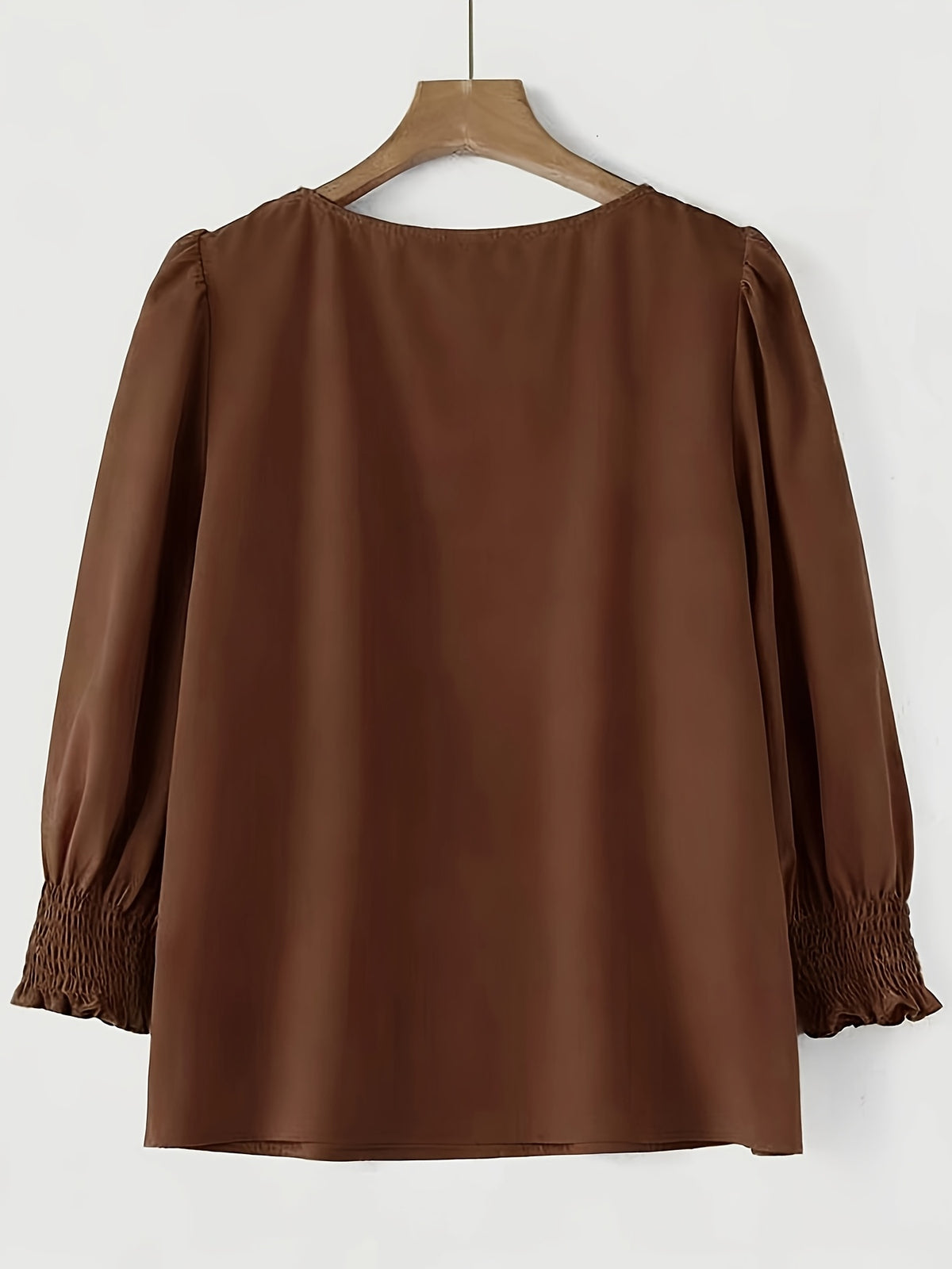 2503 Women's Casual Minimalist Solid Color Shirt Top - Coffee Brown