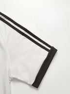 2pcs Set Women's Regular Size Short Sleeve Long Pants Outfit, Color-Blocked Comfortable Soft Casual Sportswear Set with Long Sweatpants and Short Sleeve Top - White