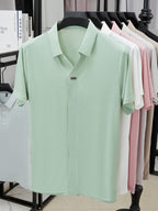 Men'S Luxury Notch Collar Polo Shirt, Thin Cool Wrinkle-Free Quick Dry Short Sleeve, Father'S Day Gift for Fishing Men'S Clothing - Green