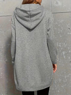Trendy Long Women'S Hoodie for Autumn And Winter Fashion, Women'S Clothing with Kangaroo Pocket Design - Grey