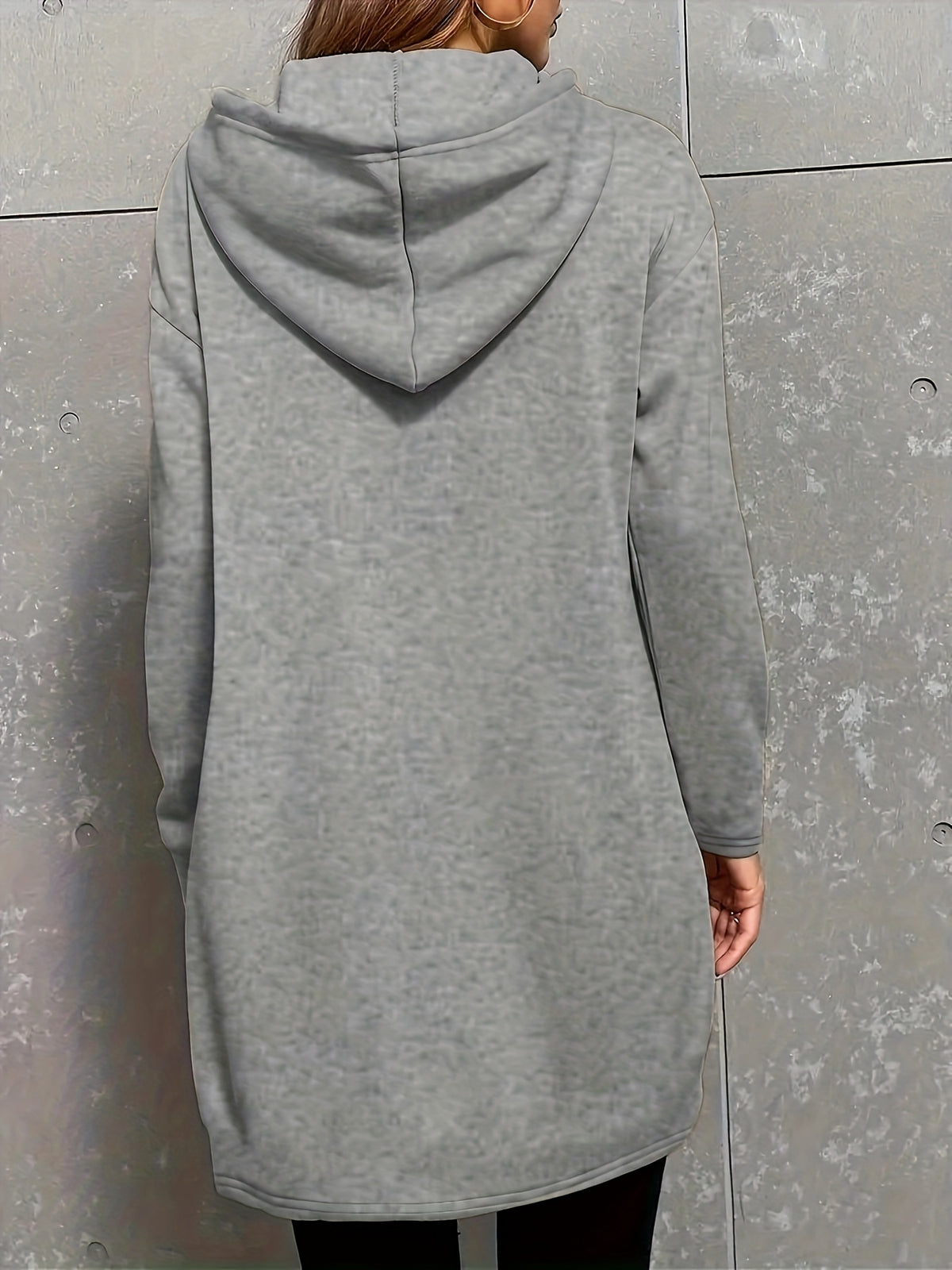 Trendy Long Women'S Hoodie for Autumn And Winter Fashion, Women'S Clothing with Kangaroo Pocket Design - Grey