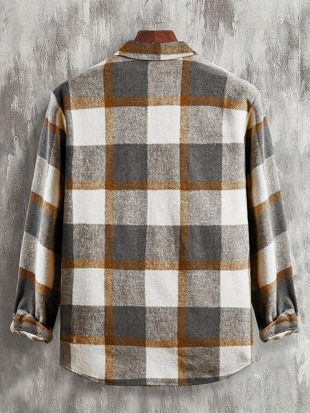 Autumn/Winter Men's Casual Jacket, Vintage Plaid Lapel Long-Sleeve Shirt Top, Button-Up Cardigan Outerwear, Chest Pocket Design, for Outdoor Sports and Daily Wear, Stylish and Versatile Style - Mixed colors