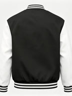 Classic Campus Style Men'S Casual Campus Fashion Youthful Bright Fashion Zipper Pocket Baseball Jacket - Black