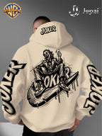 Official Warner Bros., Trendy Cool American Street Style DC Classic Character Themed Print Hoodie, American Street Style Unisex Long Sleeve Top, Suitable for Daily And Outdoor Activities, Ideal Warm Outerwear Choice for Autumn And Winter! - Apricot