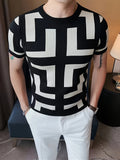 Cross-border New Men's Outdoor Short-sleeve Round-neck Knit Pullover Sweater - Light Grey
