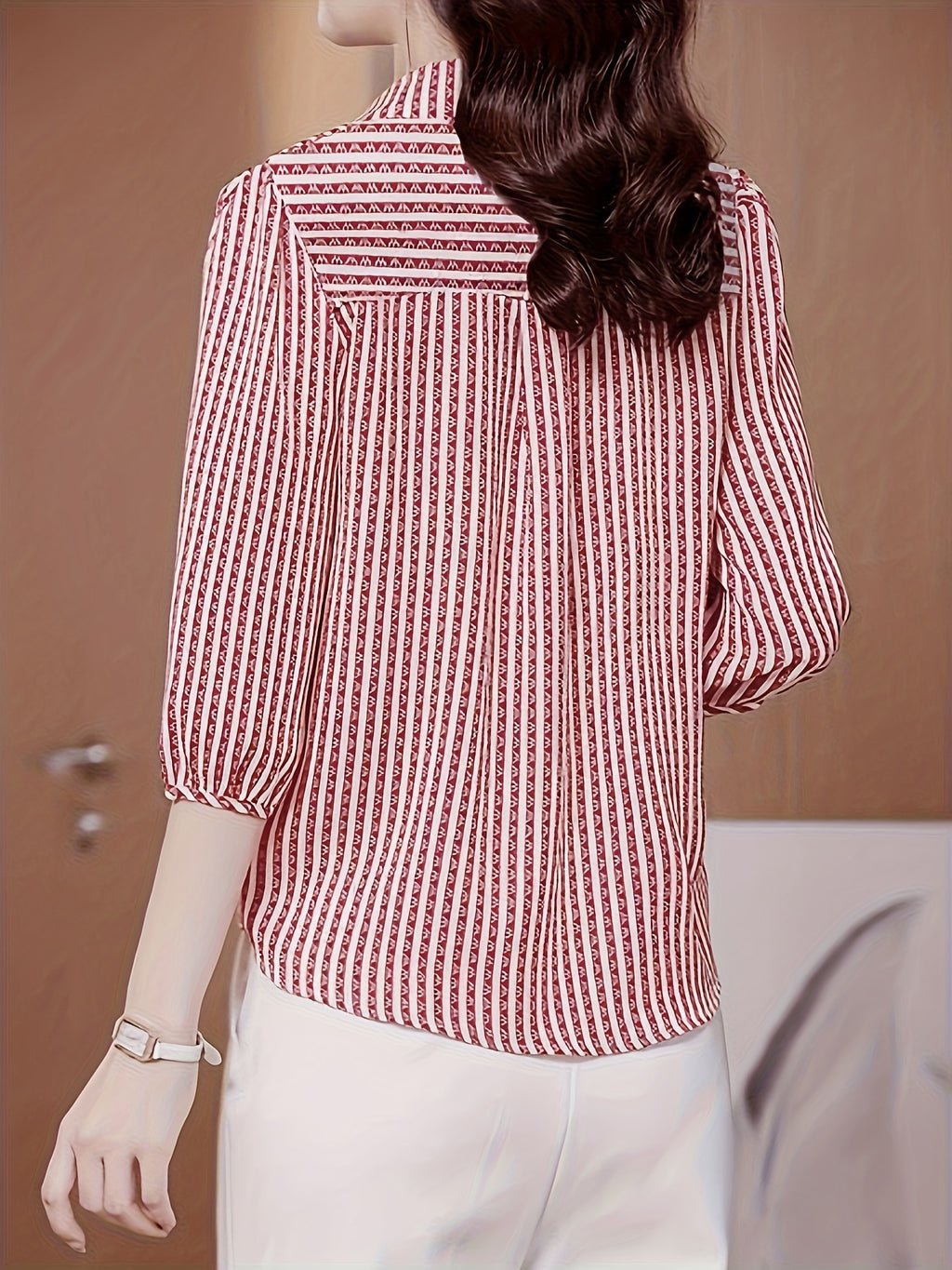 Fashion Short-Sleeve Printed Shirt for Women () - Brick Red