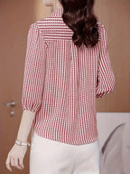 Fashion Short-Sleeve Printed Shirt for Women () - Brick Red