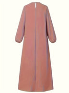 Women's Elegant Longrobe Dress - Flattering Fit Long Sleeve Formal & Everyday dress, Machine Washable All-Season Robe-like Outfit for Women, Long Sleeve Dresses, Versatile Attire, Round Neckline, Durable Material, Stylish Women - pink