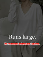 Loose Fit Drop Shoulder Sleeves Relaxed Style Women's Long Sleeve T-Shirt Polyester Women's Autumn Top Thin V-Neck Pullover Solid Color Basic Style Women's Casual Base Layer Spring/Autumn Women's Clothing Machine Washable, Not Dry Cleanable Autumn - White