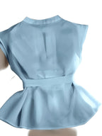 Women'S Elegant Pleated Sleeveless Tie-Up Top, Suitable for Spring And Summer - Lake Blue