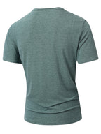 Men'S Basic V-Neck Short Sleeve High-Stretch Slight-Stretch Men'S T-Shirt 190G Regular Fit Commuter Base Layer Versatile Basic Style - Dark Green