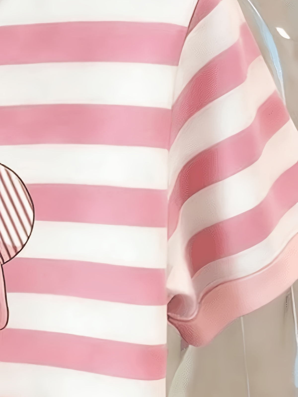 Printed Design – Not Textured: Women's Casual Striped Bear Print Crew Neck T-Shirt, the Perfect Summer Gift for Women - Mixed colors