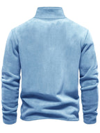 Men'S 5pcs Versatile Basic Fleece Sweatshirt, Half-Zip Stand-Up Collar Autumn And Winter Long-Sleeved Top - Mint Green+Dark Blue+Gray Blue+Sky Blue+Black