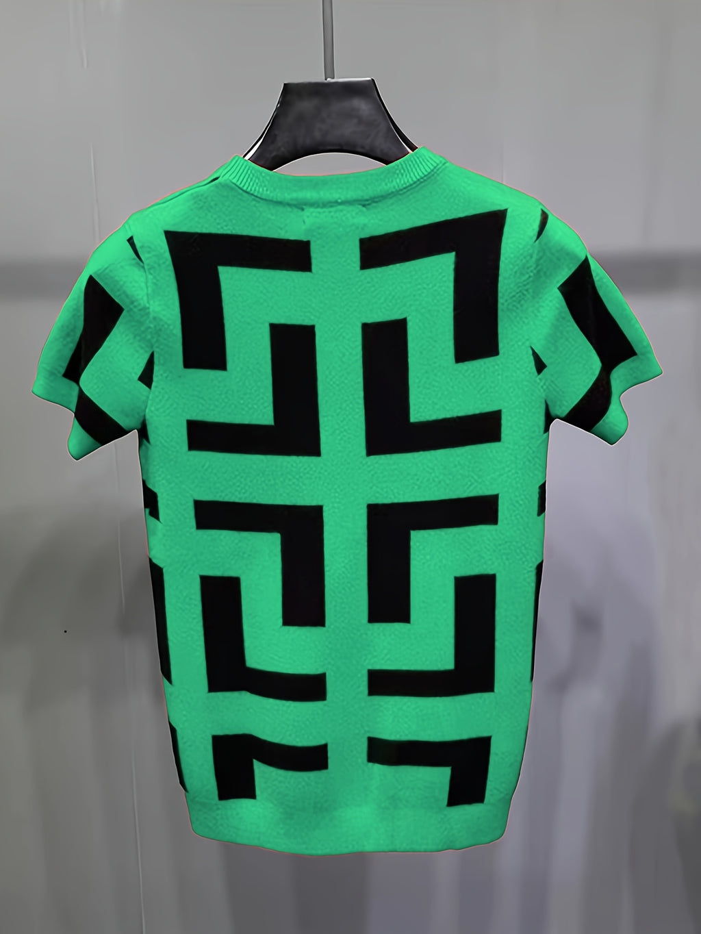 Cross-border New Men's Outdoor Short-sleeve Round-neck Knit Pullover Sweater - Green