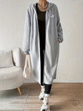Women'S Fashion Color Block Jacket Zipper Outerwear - Light Grey