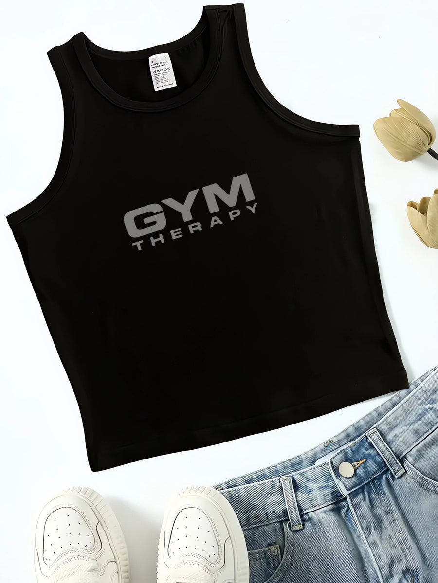 Fashionable Y Style, Relax Printed Women's Top, Versatile Short Vest for Casual Wear at Home or Out - Black
