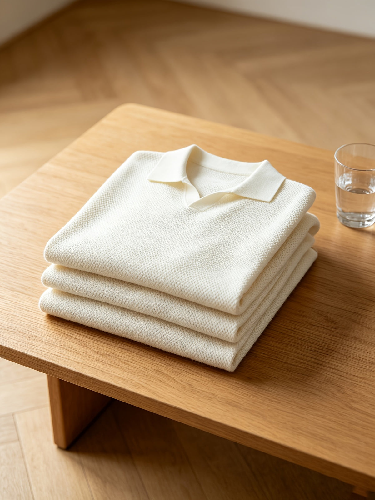 Men'S Premium Textured Knit Polo Shirt, Lapel Half-Button Design, 3D Texture Breathable And Skin-Friendly, Summer Non-Stuffy, Urban Minimalist Style for Multi-Scenarios, Body-Enhancing And Athletic Look, Light Luxury Item for Upgrading Wardrobe - White