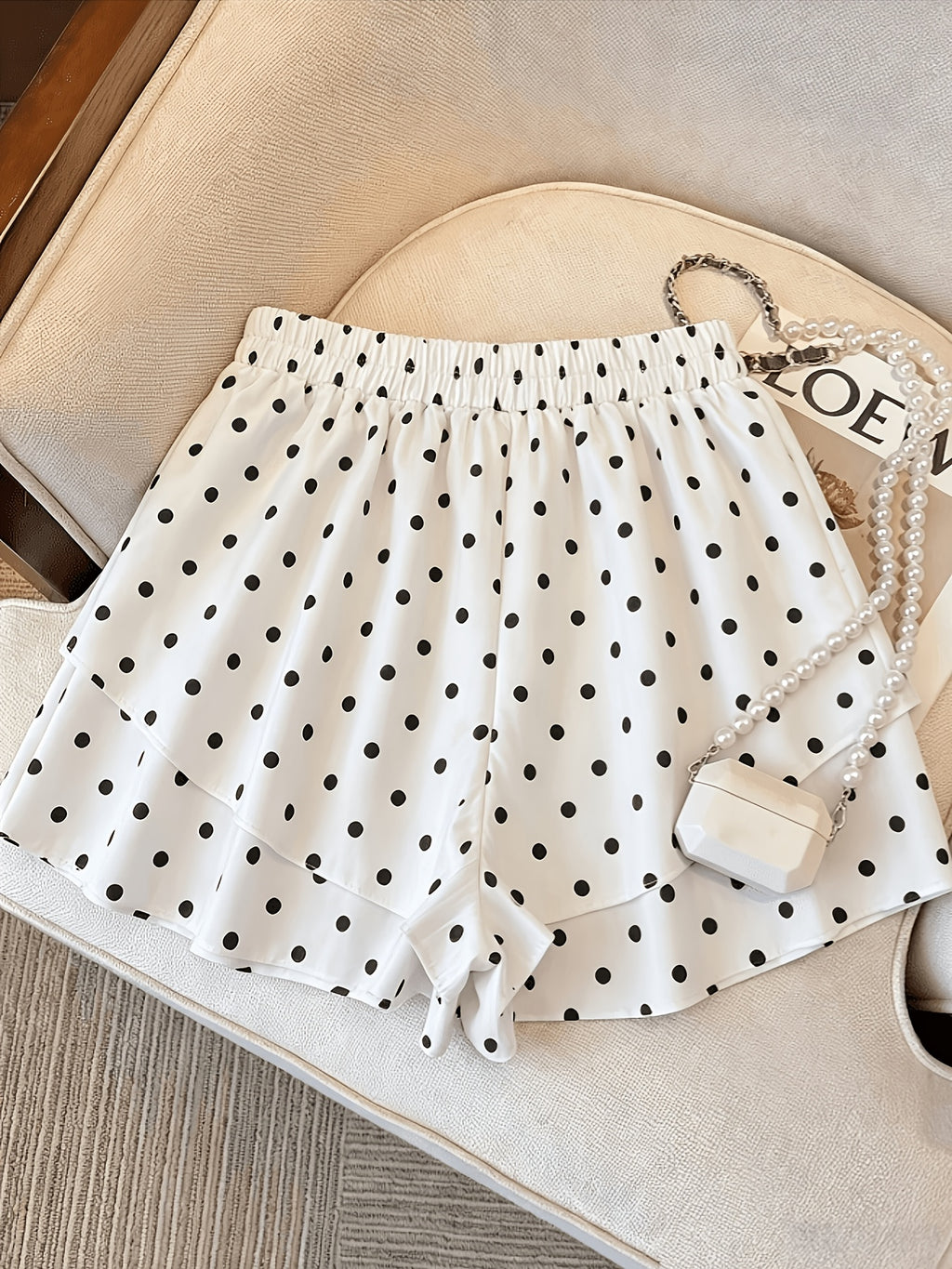 Multi-Layer Ruffled Cake Skirt Pants Women'S Tight High-Waist Loose -Covering Anti-Sheer All-Match Casual Shorts - White
