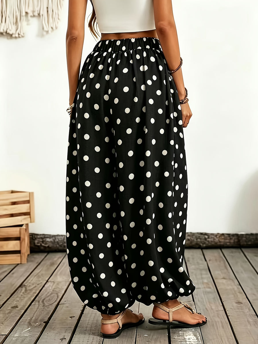 Women'S Printed Women'S Elegant Pants Are Loose And Spacious, with Elastic Bands at The Top And Toes. The Style Is Casual And Suitable for Vacation Wear. Elegant And Fashionable - Black