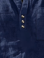 Men's Fashionable Polo Collar Breathable and Comfortable Casual Short-Sleeve Shirt - Navy Color