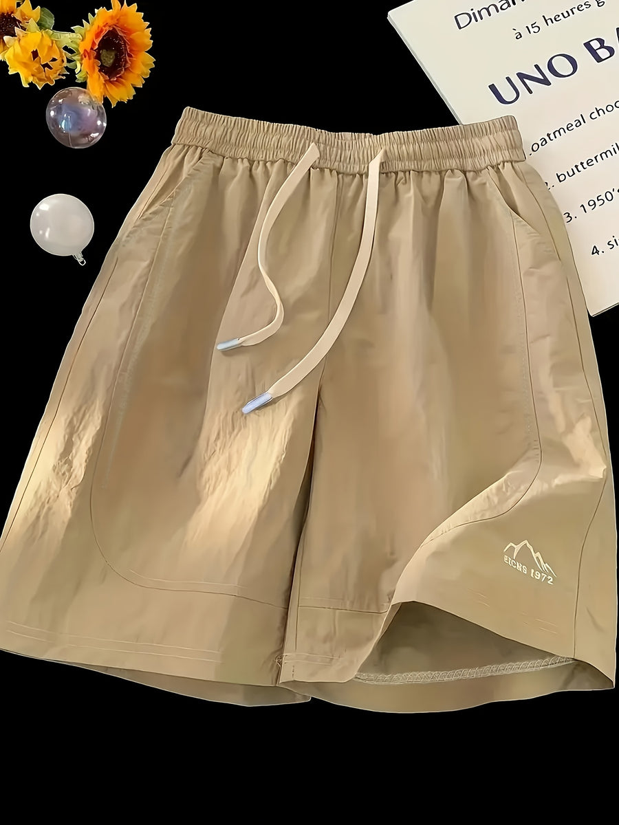 2026 Summer New American Minimalist Casual S Shorts, Outdoor Quick-Dry Knee-Length Pants, Lightweight Breathable Loose Comfortable Beach Shorts - Khaki