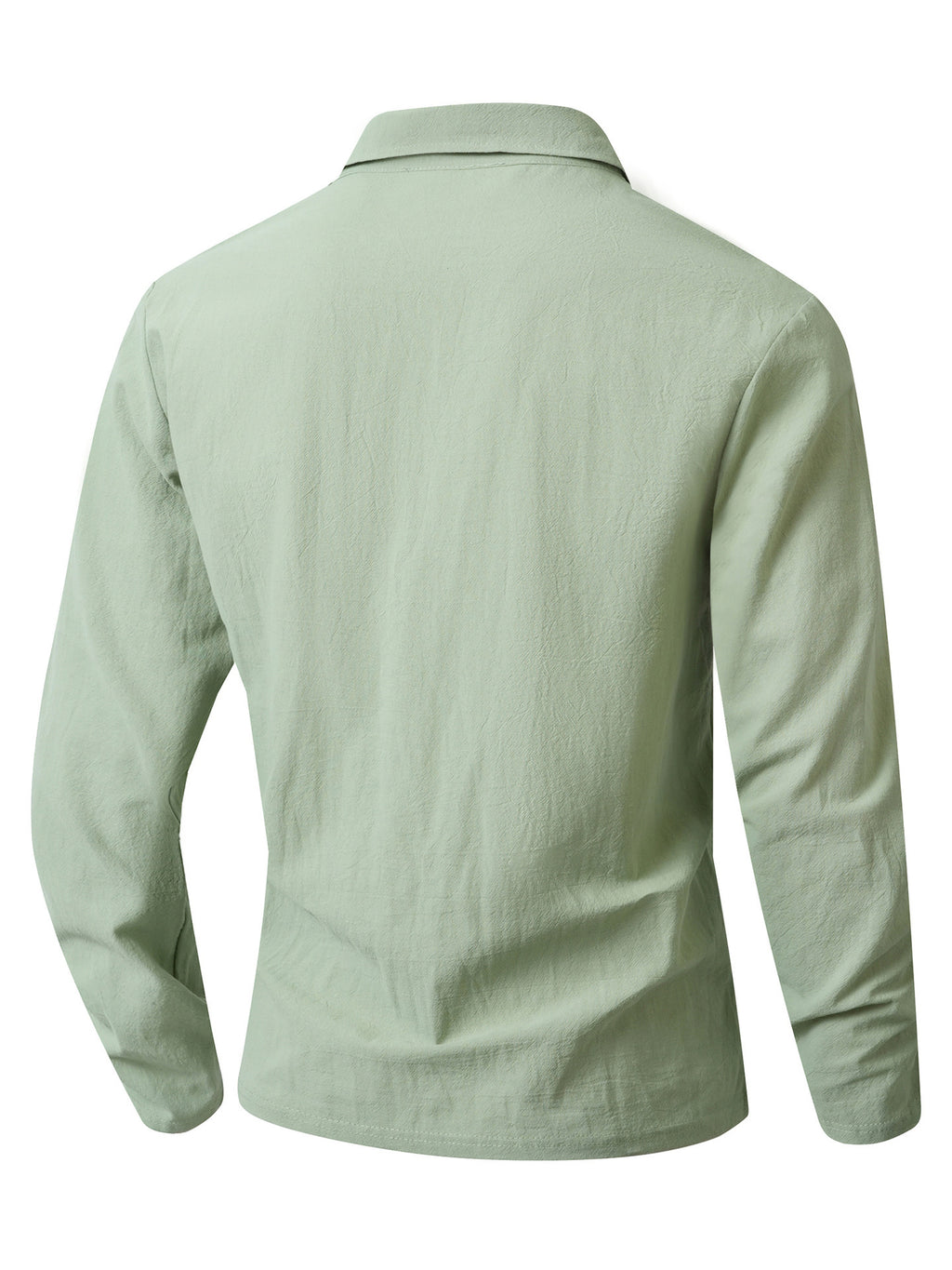 KJ-CX023-YY Old Money Style Men'S Solid Color Henley Lapel Long Sleeve Top V-Neck Pullover Shirt Beach Vacation Casual Shirt Outerwear - Light Green
