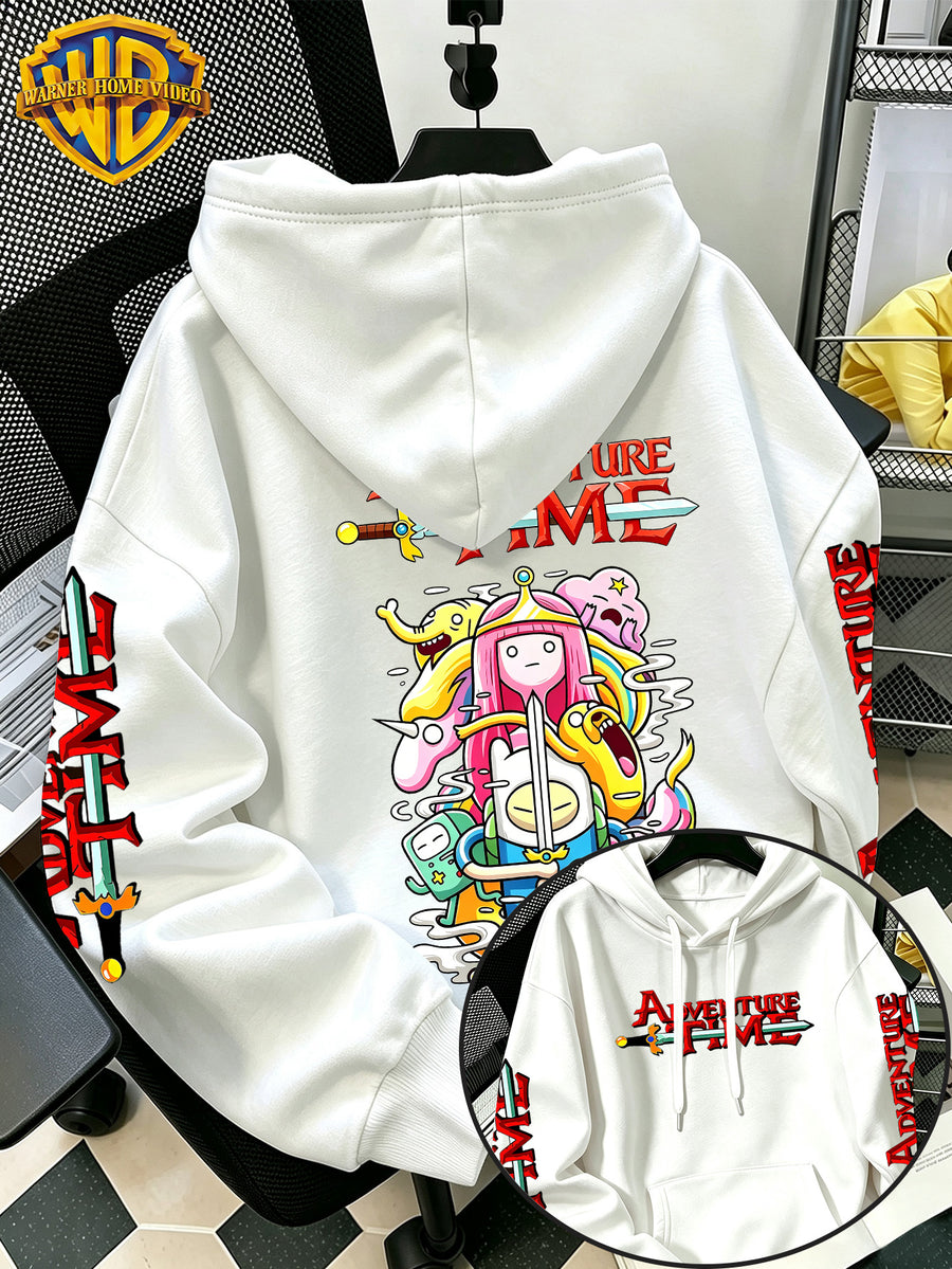 By Warner Bros., 2026 New Adventure Treasure Print, Men's Hoodie, Hooded Sweatshirt, Kangaroo Pocket and Drawstring Hat, Suitable for Daily and Outdoor Sports Wear, Autumn and Winter Warm Jacket, Fashionable Jacket - White