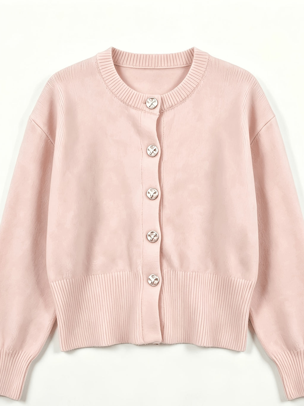 Cozy Women's Cardigan with Floral Button Accents, Soft Stylish Cardigan for Casual Daily Wear - pink