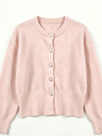 Cozy Women's Cardigan with Floral Button Accents, Soft Stylish Cardigan for Casual Daily Wear - pink