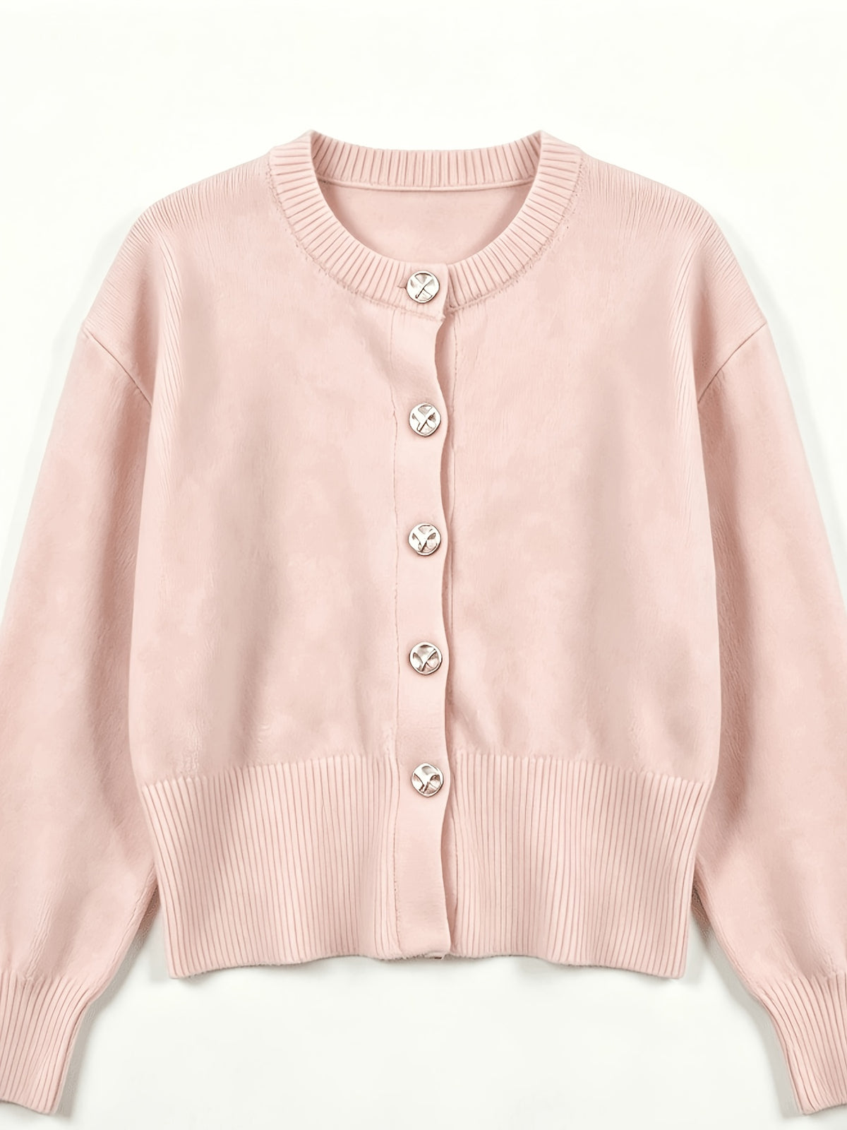 Cozy Women's Cardigan with Floral Button Accents, Soft Stylish Cardigan for Casual Daily Wear - pink
