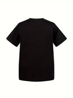 Minimalist Geometric Print Pure Cotton T-shirt, with a Delicate and Skin-friendly Feel, Featuring a Trendy Streetwear Style and Premium Texture. High-quality Unisex Short-sleeve Tee, Versatile for Daily Commutes and Casual Wear - Black