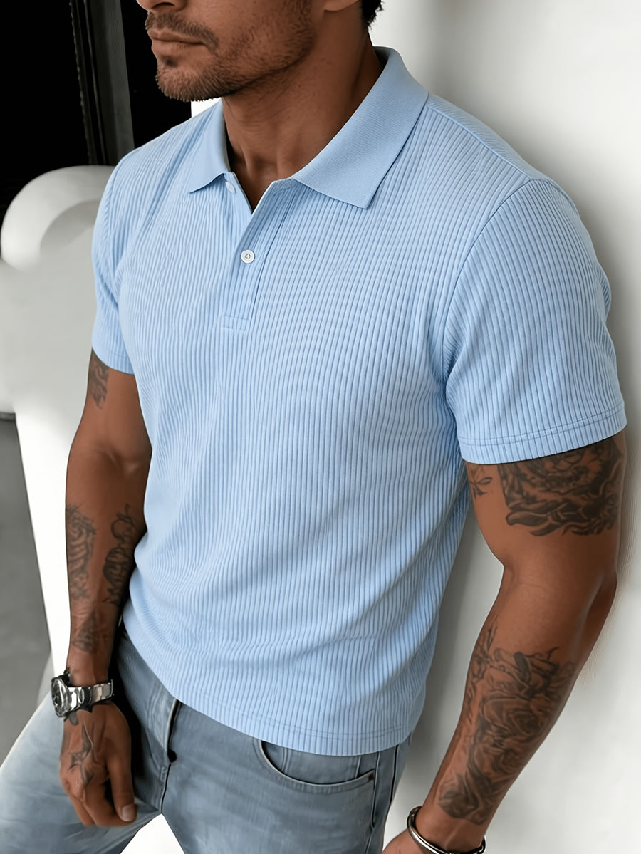 Men's Polo Shirt, Light Business Style, Exuding the Charm of a Mature for Man, Suitable for Formal Occasions and Casual Office Wear - Sky Blue