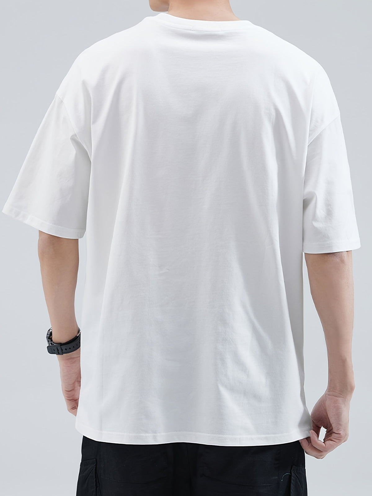 Men's Basic Round-neck Pure Short-sleeve T-shirt, Unisex Essential for Daily Casual Wear, Breathable and Soft - White