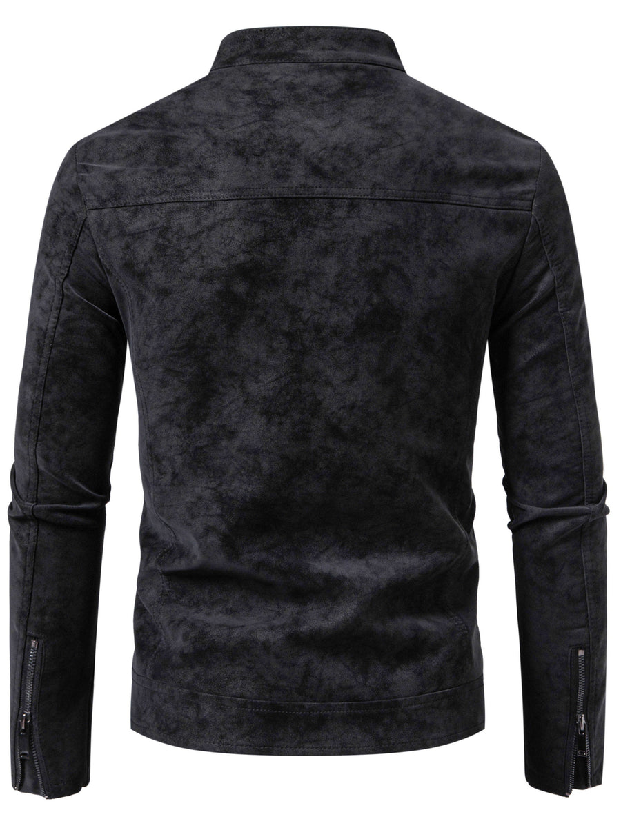 Men's Biker Jacket-Slim Fit Vintage Biker Jacket for Formal and Casual Wear - Black