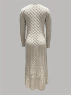 Autumn/Winter Fashionable, Elegant, Casual, and Commuter-Style French-Style Women's Dress, New Fabric Maxi Dress with High-End Color Tones and Textures - Apricot