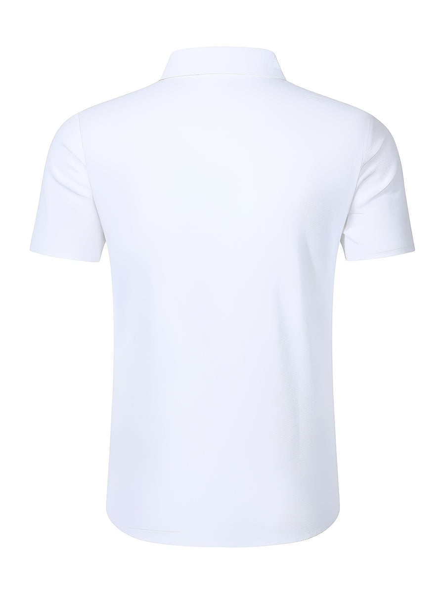Zhiyu OBM 2pcs Fashionable New Men's Short-Sleeve Shirts, 2pcs with Dual Pocket Design, Suitable for Commuting, Casual Wear, and Vacations - Lake Blue, White