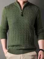New Autumn Men's Knitted Pullover, Soft and Comfortable, Close-Fitting, Urban Outdoor Fashion, Casual Autumn Wear - Green