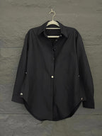 Women'S Solid Long Sleeve Shirt - Black