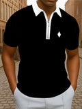 Men'S Stylish Color-Blocked Zip-Up Top, a Easy And Casual Piece for Daily Commuting, Fitted And Breathable Black Shirt for Summer - Mixed colors