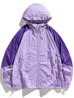 Men'S Hooded Jacket, Summer Lightweight Outdoor Jacket, Breathable Casual Coat, Zippered Pockets, Suitable for Fishing, Running, Hiking And Outdoor Travel, Ideal for Summer Outdoor Activities And Sports - 【Purple】