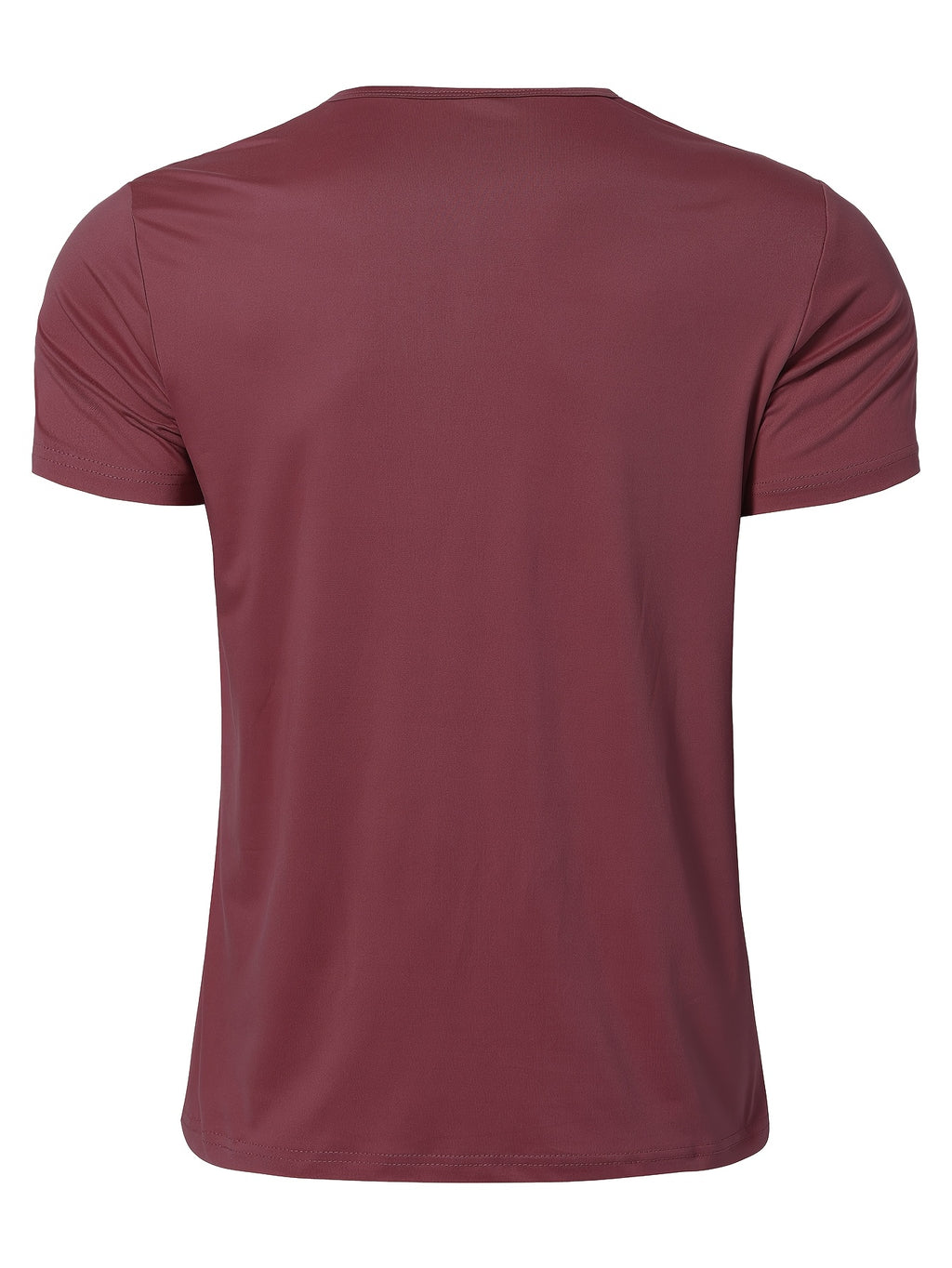 Men's Quick-Dry Moisture-Wicking Henley Shirt - Lightweight Breathable Stretch V-Neck Button-Front Collar T-Shirt Suitable for Gym, Outdoor, & Casual Wear, Solid Color Short Sleeve for Daily Activities & Summer Training (Machine Washable) - Burgundy