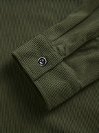 Men's Corduroy Shirt, New Spring/autumn/winter Men's Shirt Jacket, Lapel Collar with Solid Color Snap Button Design, Suitable for Casual Style - fern green