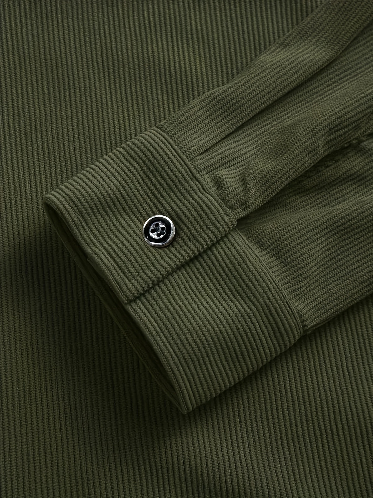 Men's Corduroy Shirt, New Spring/autumn/winter Men's Shirt Jacket, Lapel Collar with Solid Color Snap Button Design, Suitable for Casual Style - fern green