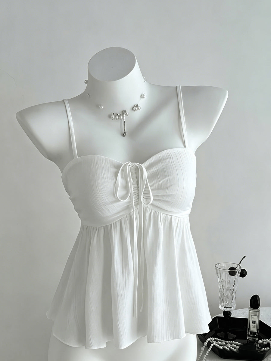 ZLLZ Women'S Cute Solid Color Cami Top, Summer - White