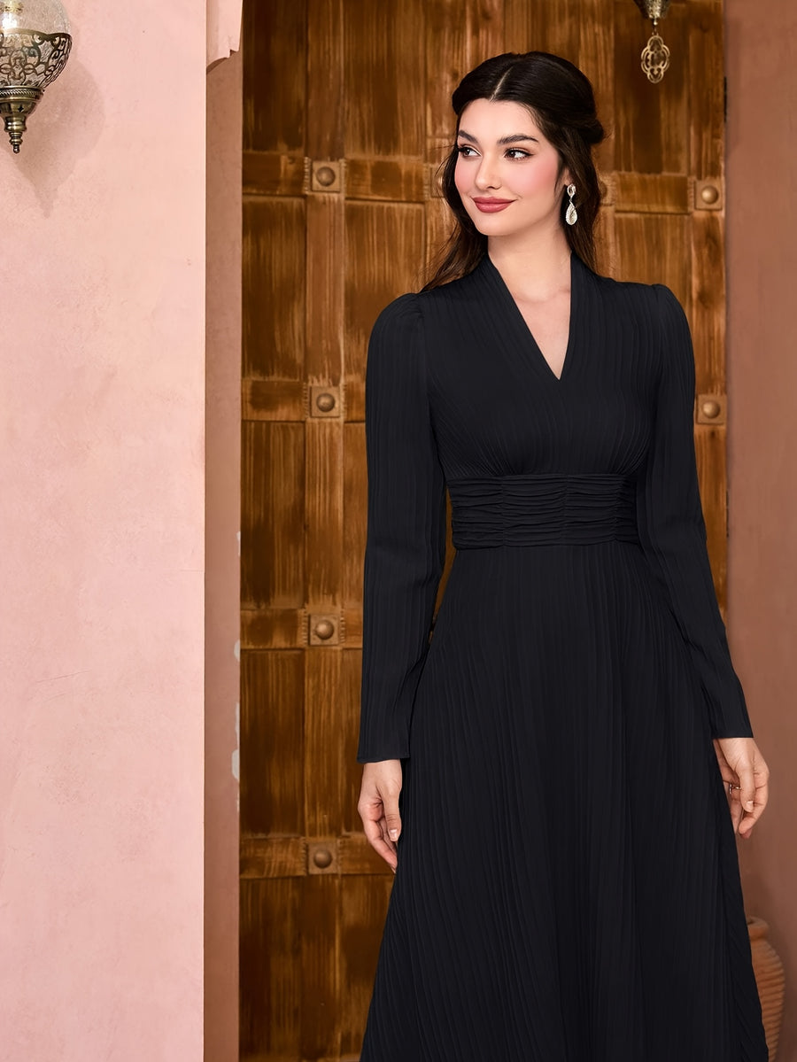 Fashion Casual Solid Color Women's Maxi Dress - Black
