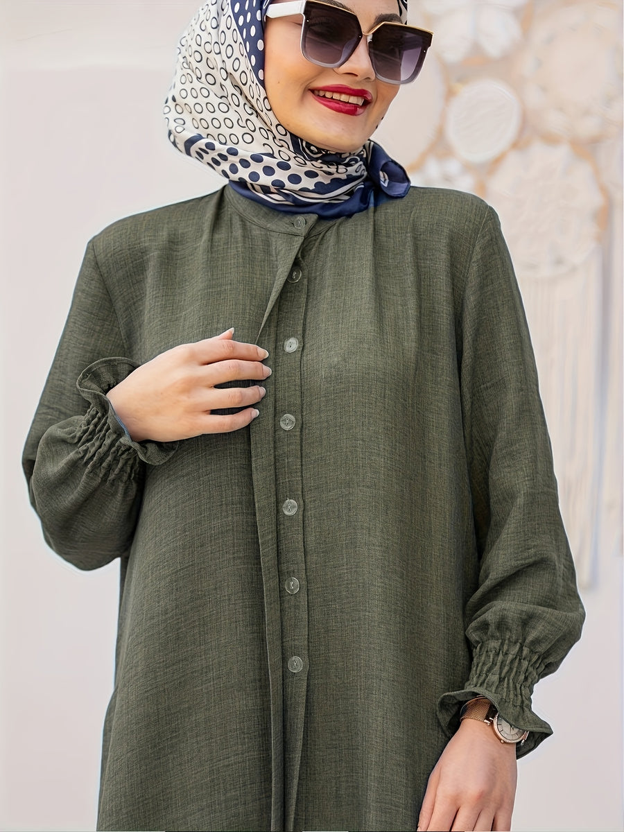 Elegant Pure Muslim Two-Piece Set for Ramadan in The Middle East - Stylish And Comfortable Design, Perfect for Everyday Wear And Home Relaxation (Without a Headscarf) - Graphite Color
