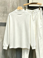 [Villa Joy Water OBM] Semi-High Neck Versatile Pure White Good-Looking Design Casual Long Sleeve T-Shirt, High-Quality Mature Fit Top, Comfortable And Cool Men'S Spring/Autumn Wear, Suitable for Inner And Outer Wear - White