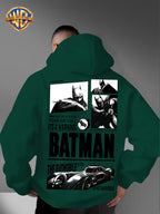 Warner Bros. Authorized American Dark Superhero Retro Batman Comic Poster Print Hooded Sweatshirt, with Adjustable Drawstring, Comfortable And Warm, Fashionable And Versatile Men'S Casual Sweatshirt, Suitable for Autumn And Winter Wear - Green