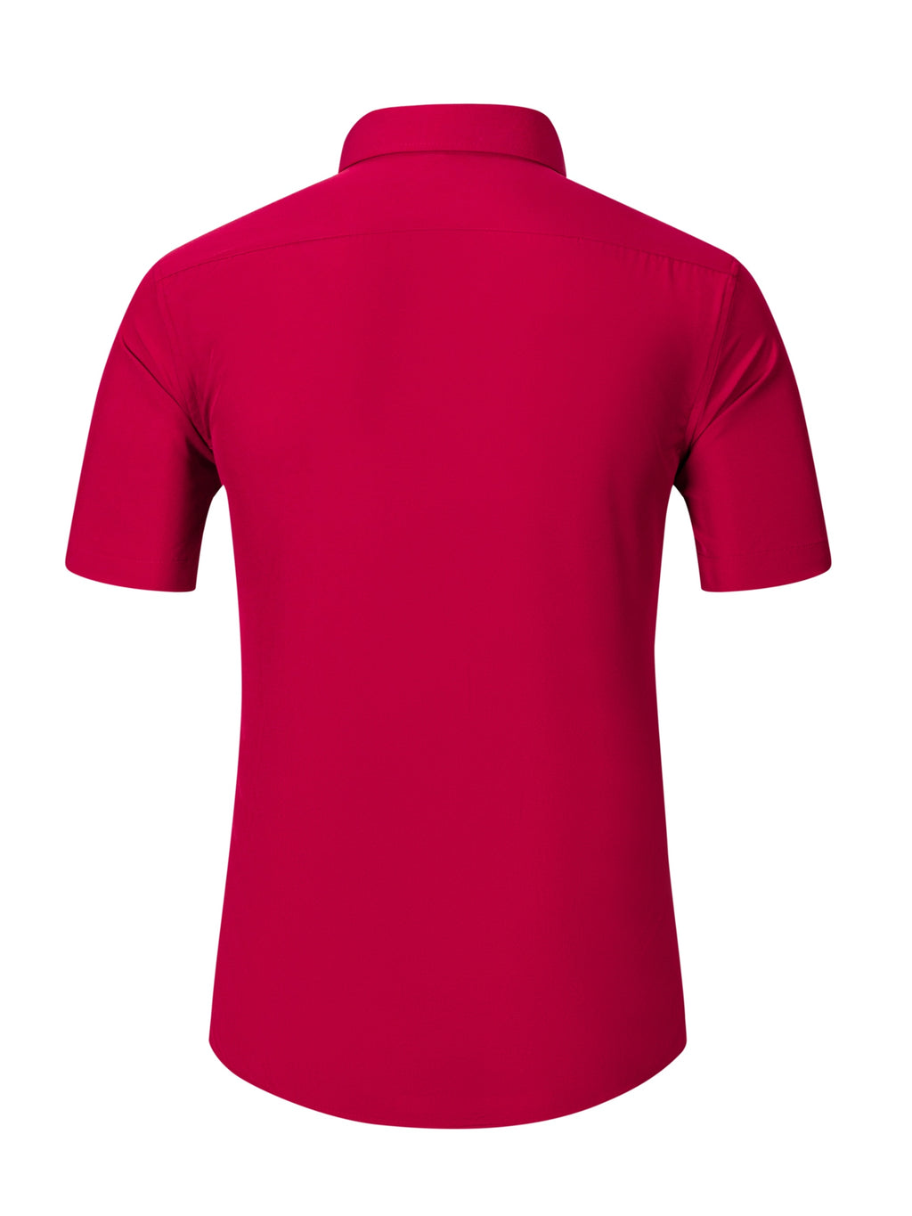 Men's Short-sleeve Shirt with Stand-up Collar/Henley Collar Design, Featuring Exquisite Peak-shaped Embroidery on the Chest - Red
