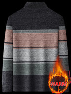 Minimalist Urban -Lined Half-Zip Sweater for Warmth and City Casual Wear - Blue